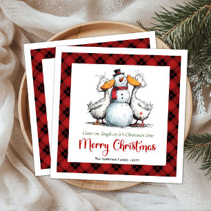 Serviettes en papier Noël Humour Canards Drôles Or