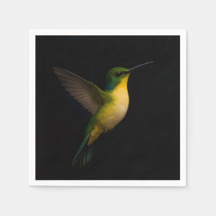 Serviettes en papier noir 4 Luxe avec oiseaux vola