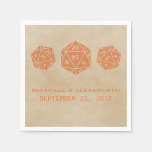 Serviettes en papier orange D20 Dice Gamer