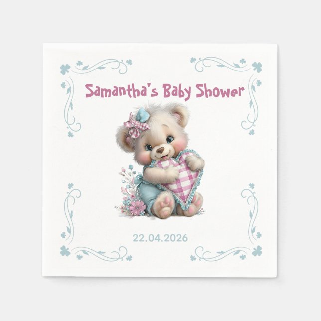 Serviettes en papier Ourson Fête de Naissance Bébé (Devant)