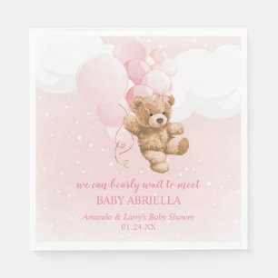 Serviettes en papier Ourson Rose à peine attendu
