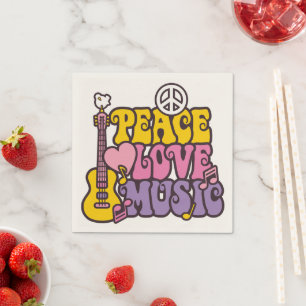 Serviettes en papier Paix, Amour et Musique