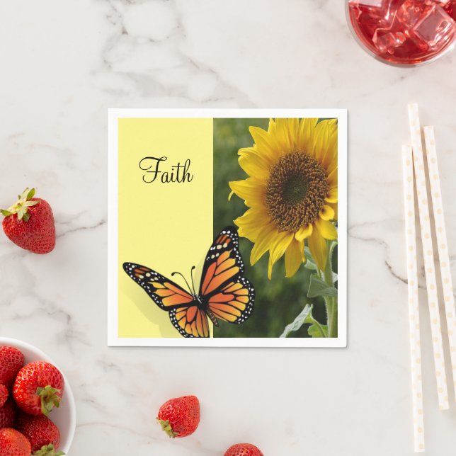 Serviettes en papier Papillon Tournesol (En situation)