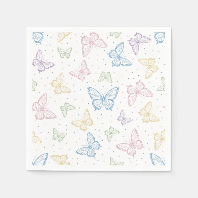 Serviettes en papier Papillons, Fête de jardin pas (Devant)