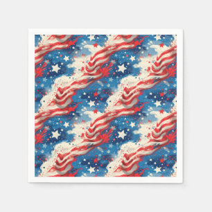Serviettes en papier patriotiques Étoiles rouges b