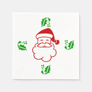 Serviettes en papier - Père Noël et houx