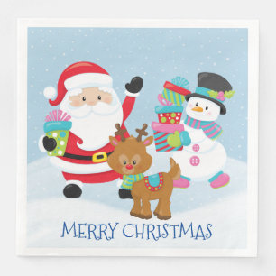 Serviettes en papier Père Noël et ses amis
