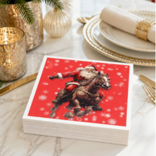 Serviettes en papier Père Noël western