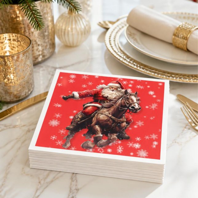 Serviettes en papier Père Noël western (Créateur téléchargé)