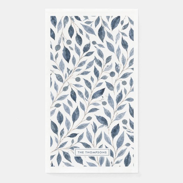 Serviettes en papier personnalisées Blue Leaf (Devant)