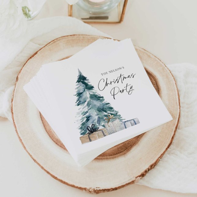 Serviettes en papier personnalisées de Noël rustiq (Personalized Christmas Party Napkins)