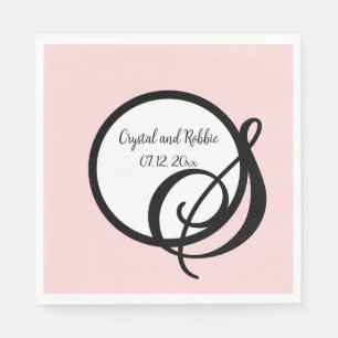 Serviettes en papier personnalisées monogramme ros