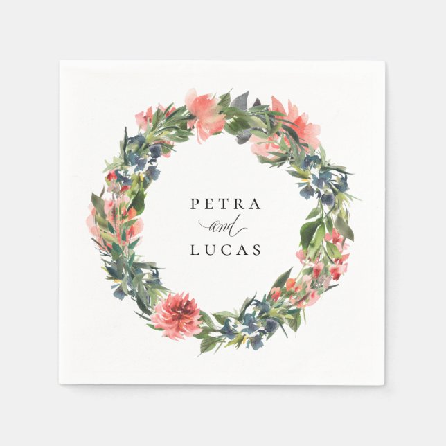 Serviettes en papier personnalisées Navy Coral Bot (Devant)