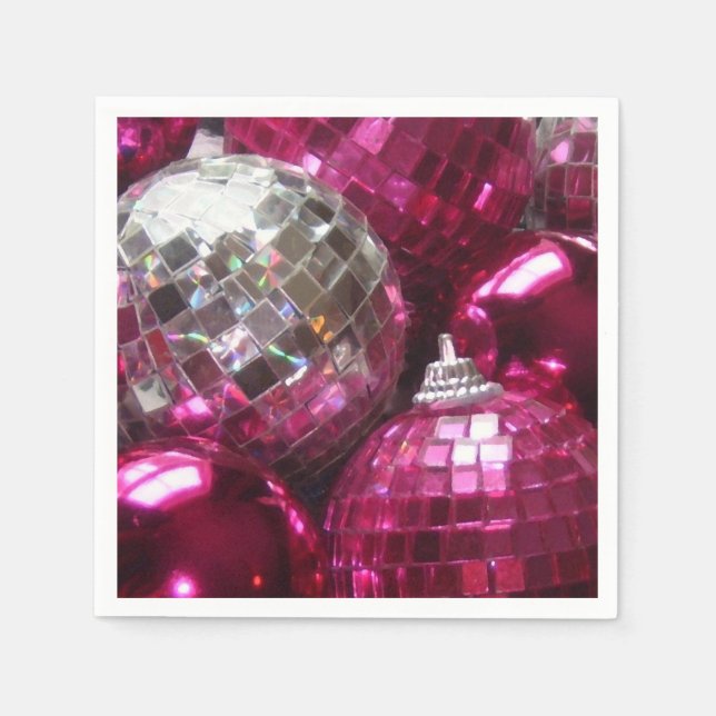 serviettes en papier Pink Baubles (Devant)
