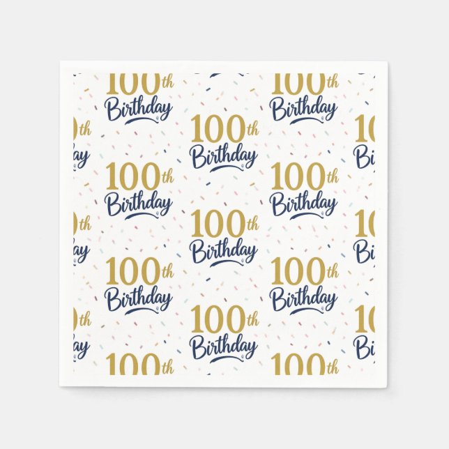 Serviettes en papier pour 100e anniversaire, Joyeu (Devant)