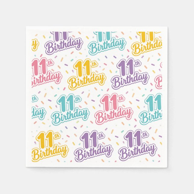 Serviettes en papier pour 11e anniversaire, fête d (Devant)