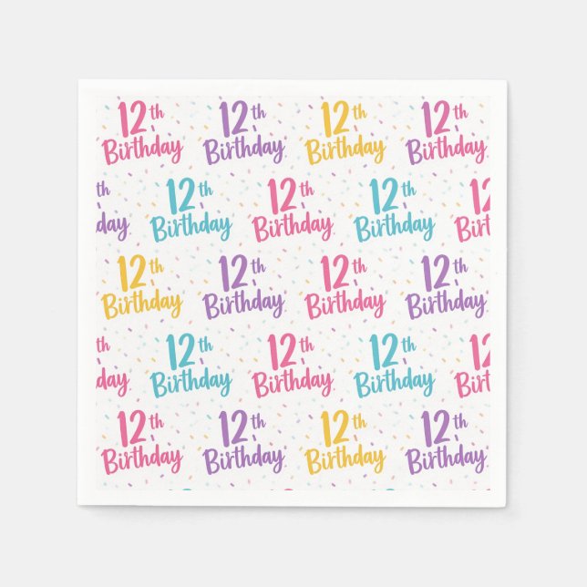 Serviettes en papier pour 12e anniversaire, fête d (Devant)