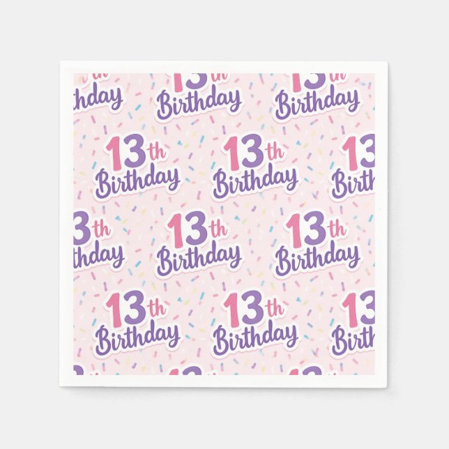 Serviettes en papier pour 13e anniversaire, fête d (Devant)