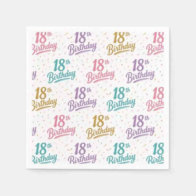 Serviettes en papier pour 18e anniversaire, Fête d (Devant)