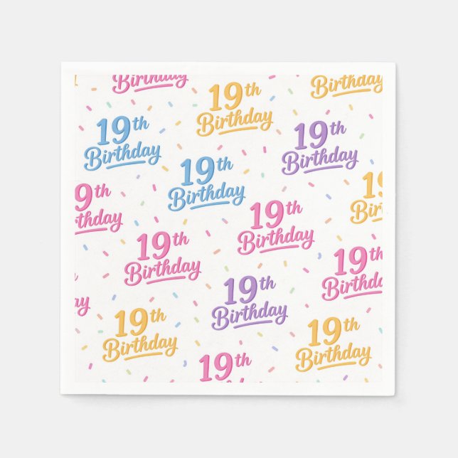 Serviettes en papier pour 19e anniversaire, Fête d (Devant)