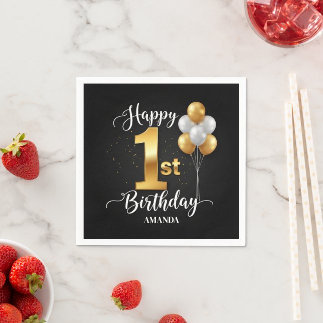 Serviettes en papier pour 1er anniversaire Ballons (En situation)