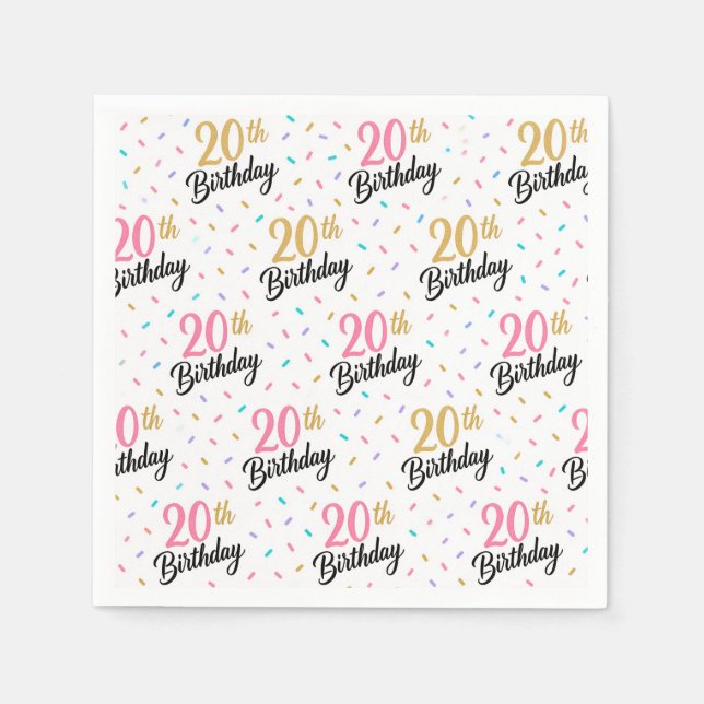 Serviettes en papier pour 20e anniversaire, Fête d (Devant)