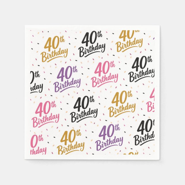 Serviettes en papier pour 40e anniversaire, fête d (Devant)