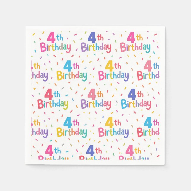 Serviettes en papier pour 4ème anniversaire, Fête  (Devant)