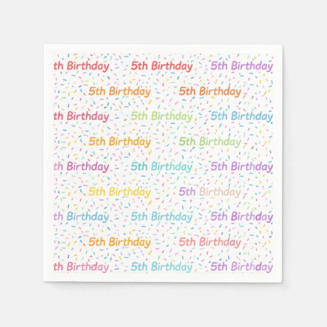 Serviettes en papier pour 5ème anniversaire, Cinqu (Devant)