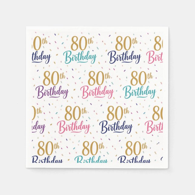 Serviettes en papier pour 80e anniversaire, Fête d (Devant)