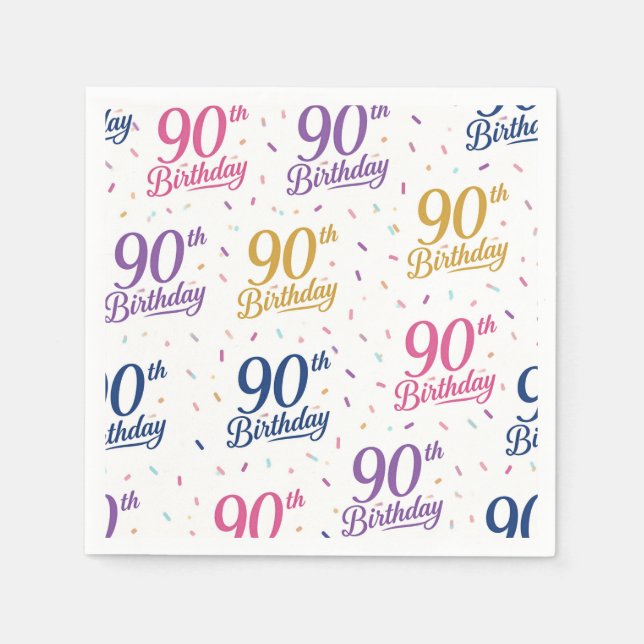 Serviettes en papier pour 90e anniversaire, fête d (Devant)