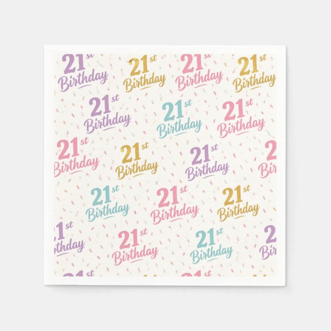 Serviettes en papier pour anniversaire 21 ans, fêt (Devant)