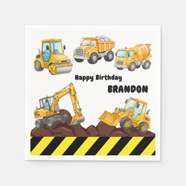 Serviettes en papier pour anniversaire de construc (Devant)