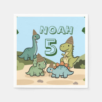 Serviettes en papier pour anniversaire de dinosaur