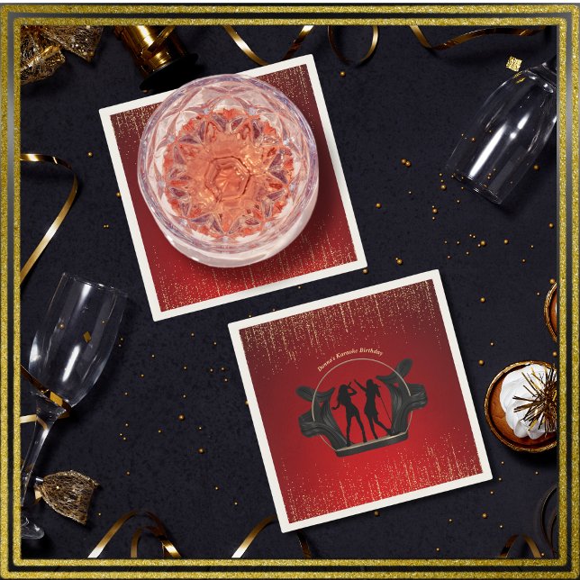 Serviettes en papier pour anniversaire karaoke Mod (Modern Music Party Karaoke Birthday Napkins)