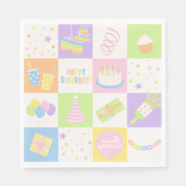 Serviettes en papier pour anniversaire pastel pour (Devant)