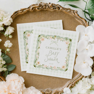Serviettes en papier pour baby shower à carreaux v