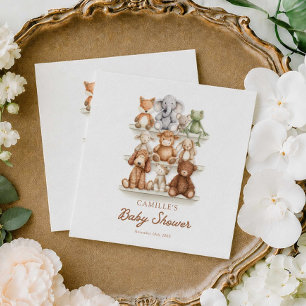 Serviettes en papier pour baby shower avec animaux