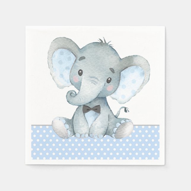 Serviettes en papier pour baby shower éléphant gar (Devant)