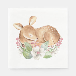 Serviettes en papier pour baby shower fille bois e