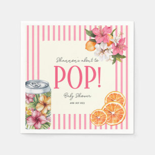 Serviettes en papier pour Baby Shower Fleurs Tropi