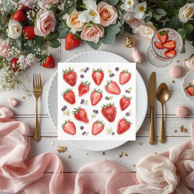 Serviettes en papier pour Baby Shower Fraise (Créateur téléchargé)