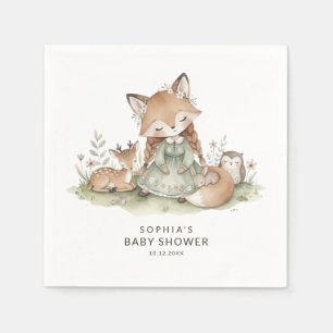 Serviettes en papier pour baby shower Woodland Fox