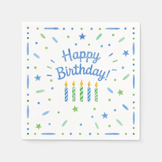 Serviettes en papier pour bougies d'anniversaire b (Devant)