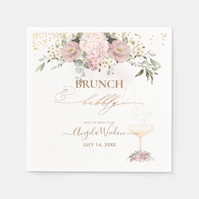 Serviettes en papier pour brunch Bulles Roses Pous (Devant)