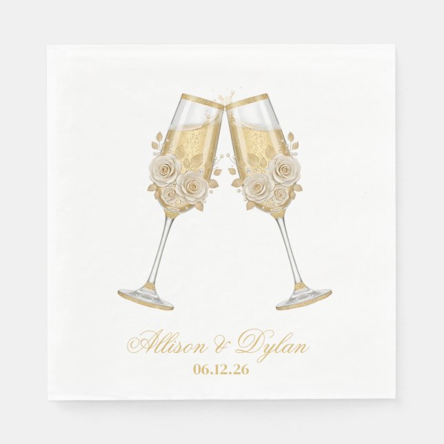 Serviettes en papier pour champagne de mariage (Devant)