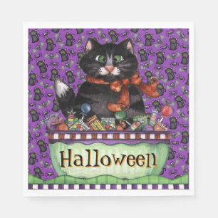 Serviettes en papier pour chat Happy Halloween