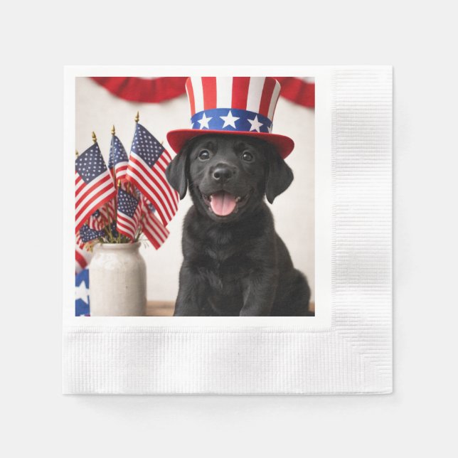 Serviettes en papier pour chiots Labrador noir pat (Devant)