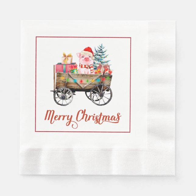 Serviettes en papier pour cochons de Noël (Devant)