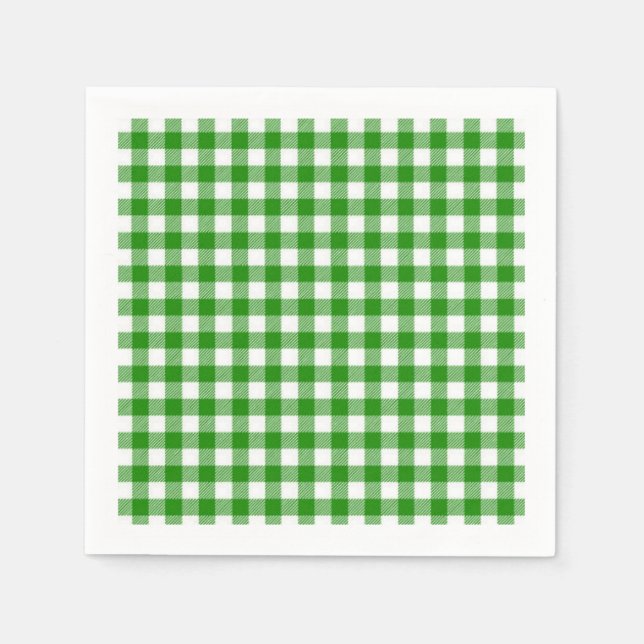 Serviettes en papier pour cocktail - Carreaux vert (Devant)